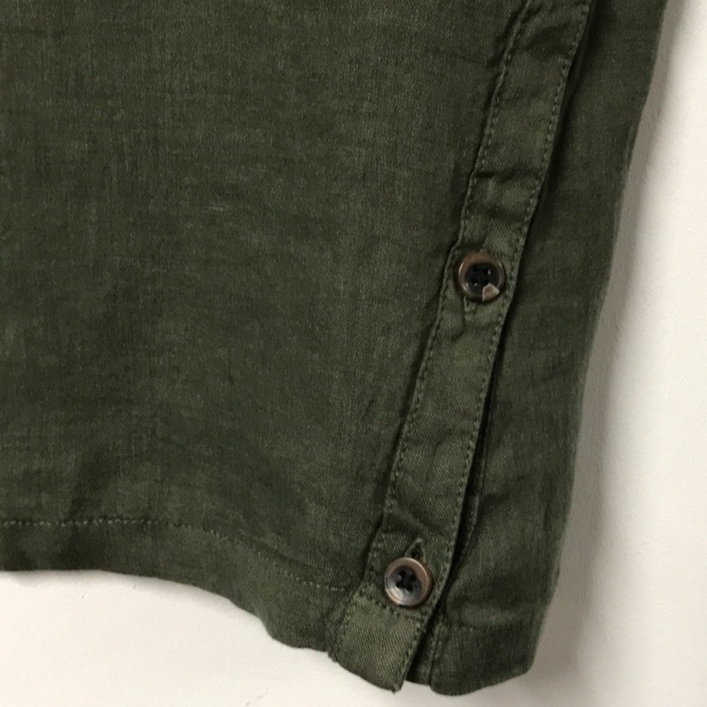 RACHEL ROY 100% Linen Sleeveless Army Green Summer Top - Picture 10 of 12